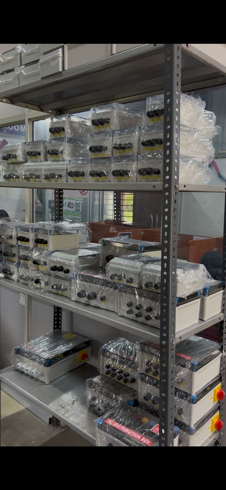 ACDB and DCDB units stacked and ready for dispatch